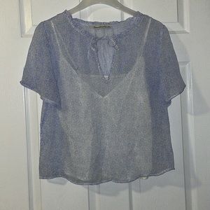 ABERCROMBIE & FITCH- SIZE M- WHITE CAMI- FLORAL- SHEER- BLOUSE